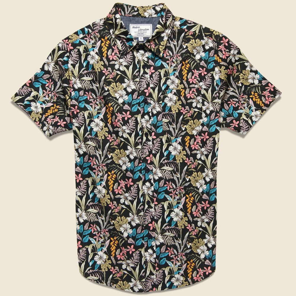 Modern Liberation - FLOWER SKETCH SHIRT - BLACK - STAG PROVISIONS